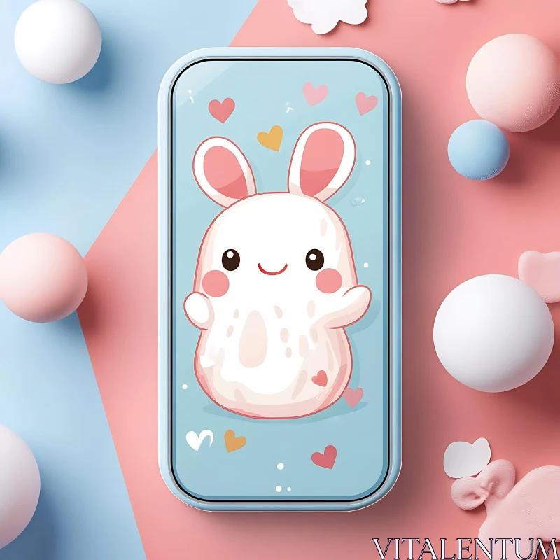 Pastel Rabbit Phone Case Art AI Image