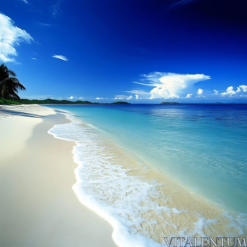 AI ART Tropical Beach Paradise with Blue Sky