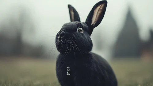 Charming Black Bunny with Pendant