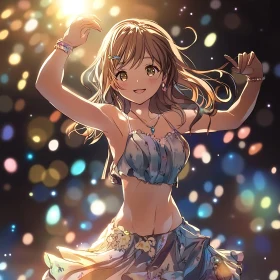 Anime Girl Dancing Under Lights