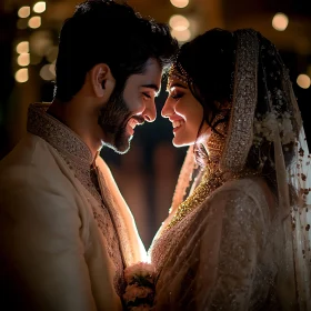 Smiling Couple in Love Wedding Portrait