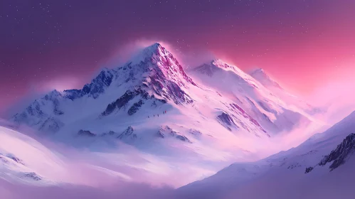 Snowy Mountains in Pastel Colors