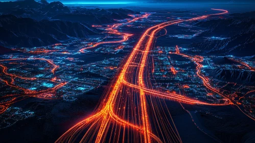 Night Cityscape with Light Trails