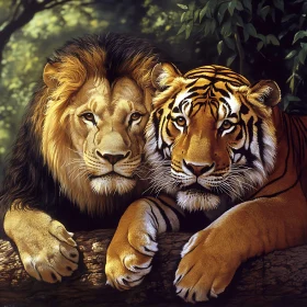 A Lion and Tiger Harmony