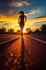 Runner on Track at Sunset – An Inspiring Moment