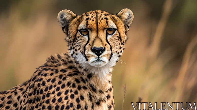 Cheetah Portrait with Intense Gaze AI Image