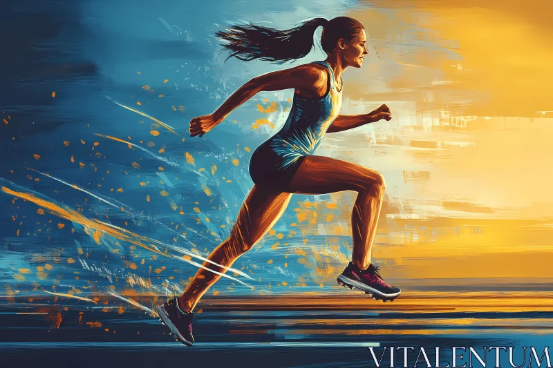 AI ART Empowered Female Runner in Motion