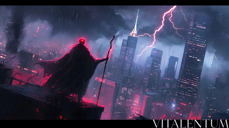 City Wizard in the Storm AI Image