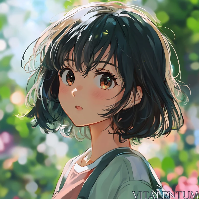 Expressive Anime Girl with Colorful Background AI Image