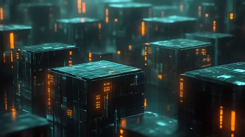 Geometric Neon Cubes