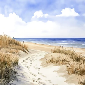 Seaside Serenity: A Beach Watercolor Art