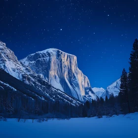 Winter Night Mountain Range