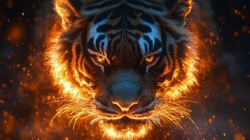 Glowing Tiger Face Close-up