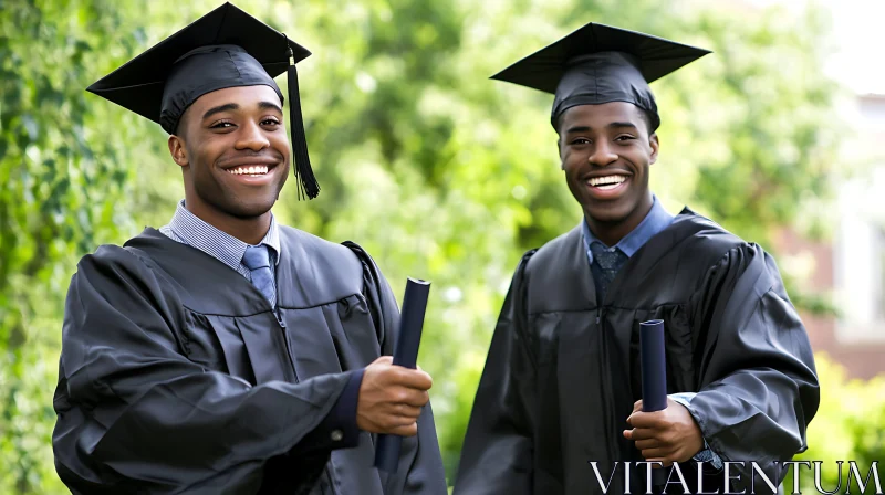 AI ART Graduation Day: Two Smiling Graduates