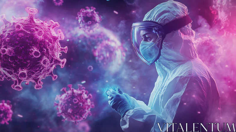 Microscopic Virus Examination in Lab AI Image