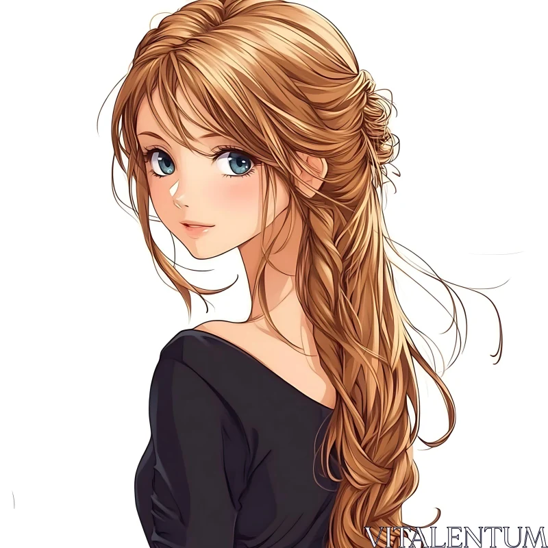 AI ART Blonde Anime Girl with Blue Eyes