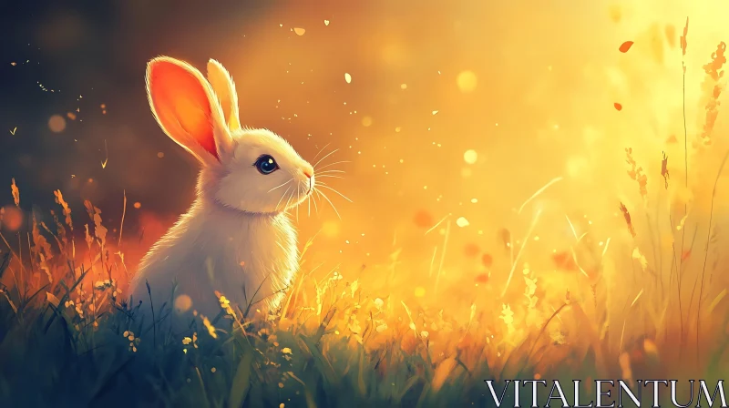 Rabbit in Meadow AI Image