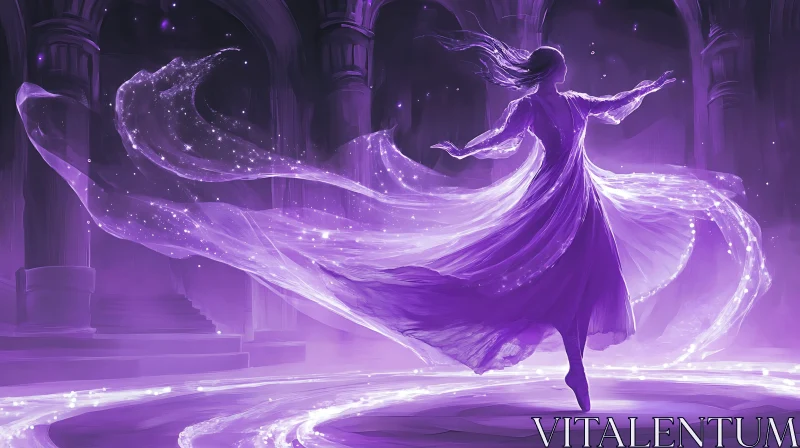 AI ART Woman in Purple Dress Ballet Pose