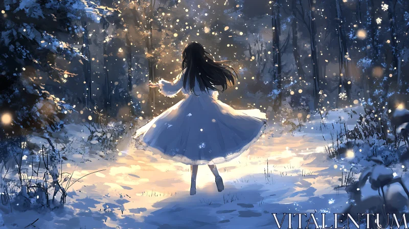 AI ART Enchanted Snowfall in the Woods