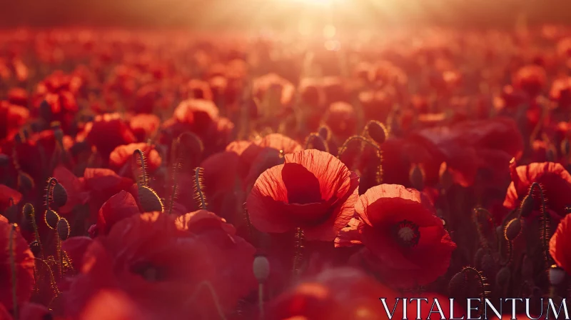 Sunlit Poppy Field at Dusk AI Image