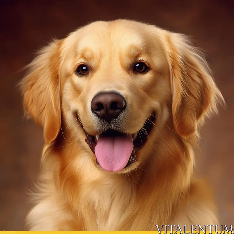 Happy Golden Retriever Warm Portrait AI Image