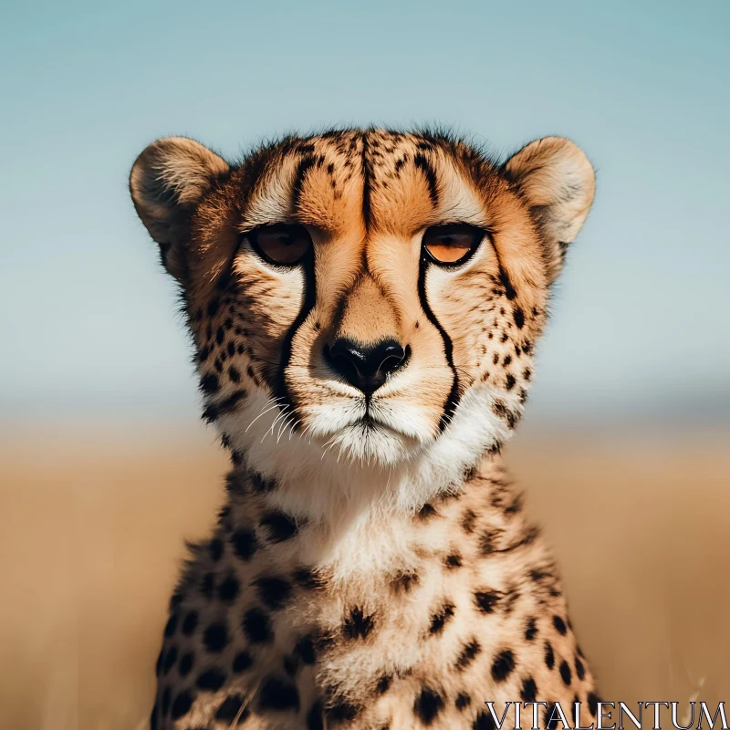 Cheetah Face Close-Up, Wild Cat Gaze AI Image