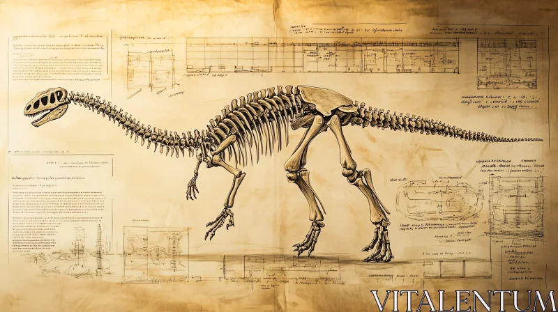 Vintage Dinosaur Anatomy Drawing AI Image