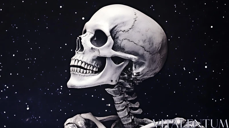 AI ART Stellar Anatomy: A Skeleton's Cosmic Dance