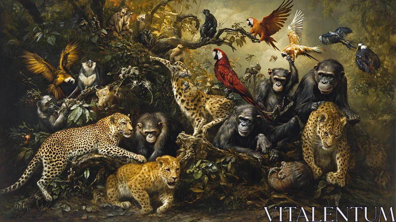 AI ART Exotic Animals in Jungle Habitat