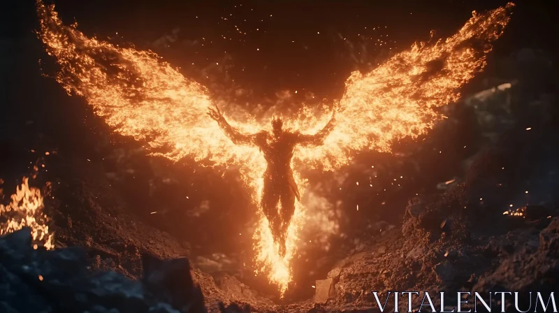 Fiery Rebirth: Phoenix in Inferno AI Image