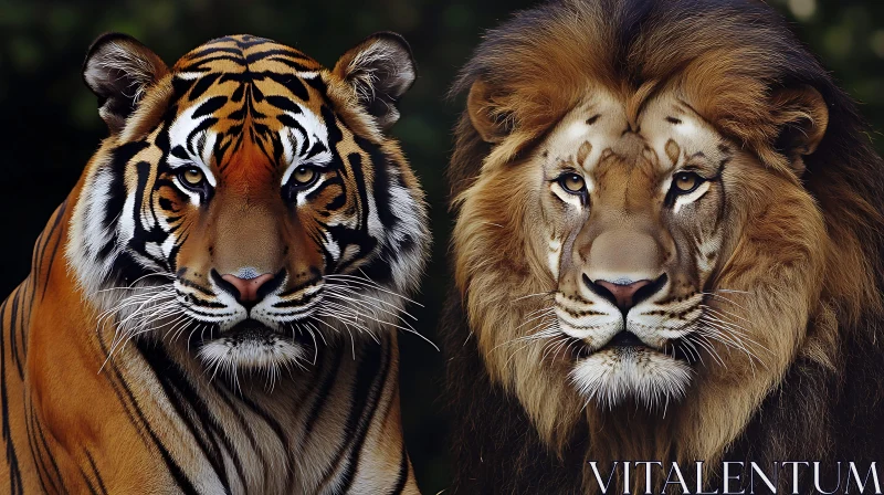 Majestic Felines: Lion and Tiger Duo AI Image