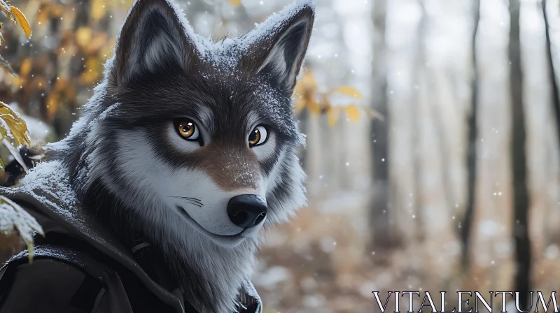 Winter Wolf Close-Up AI Image