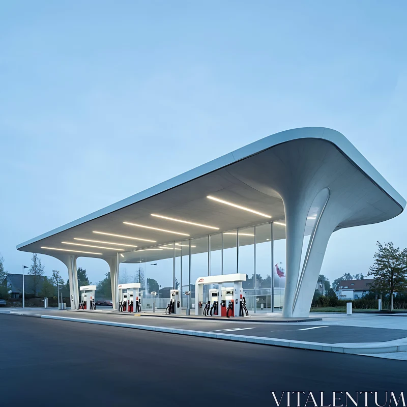 Modern Gas Station Architecture AI Image