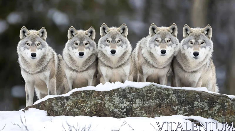 AI ART Wolves Pack in Snowy Wilderness