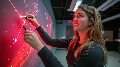 Digital Interaction: Woman and Screen