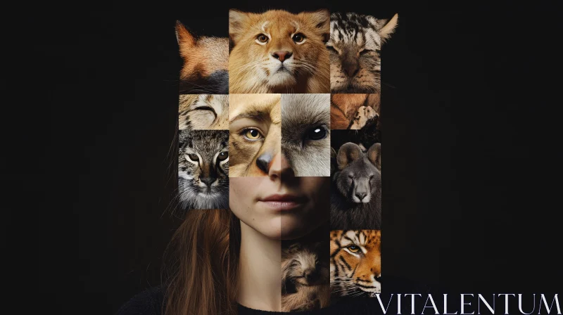 Animal and Human Portrait Collage AI Image