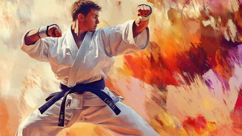 Dynamic Karate Pose - Martial Arts Mastery