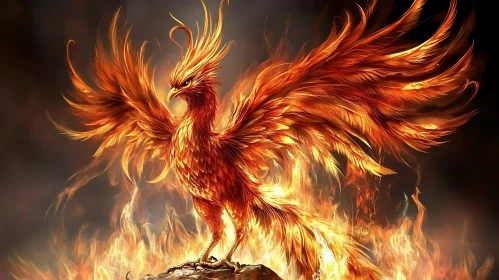 Mythical Phoenix Bird in Flames