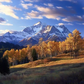 Snowy Peaks and Golden Trees