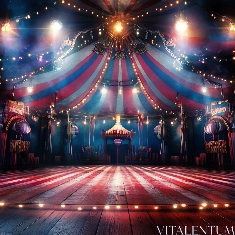 AI ART Circus Tent Interior with Striped Floor