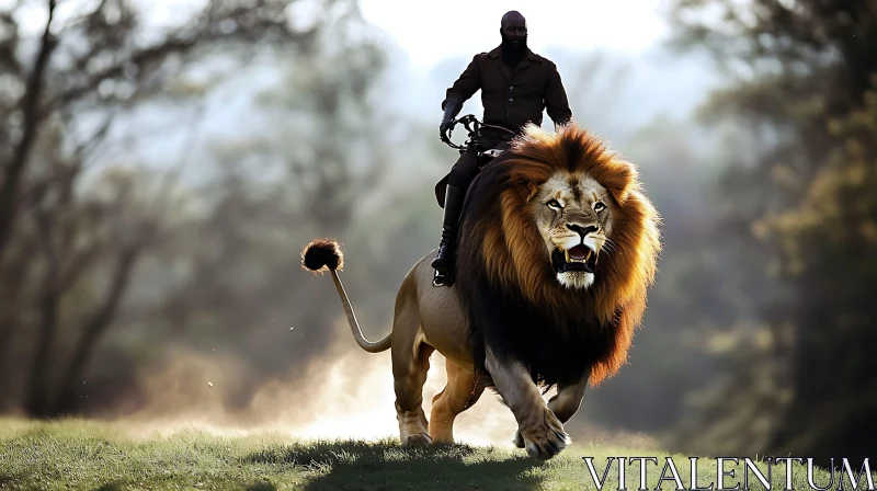 Man Riding a Lion AI Image