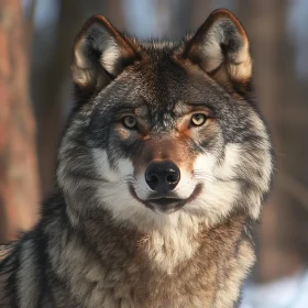 Close-Up of a Wild Wolf