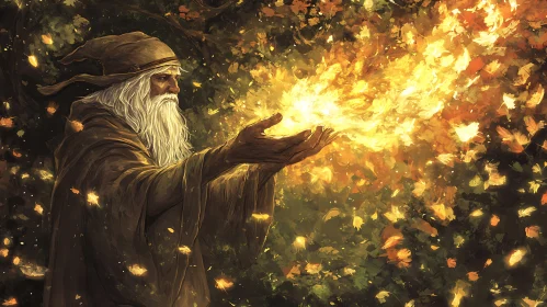 Mystical Wizard with Light Orb