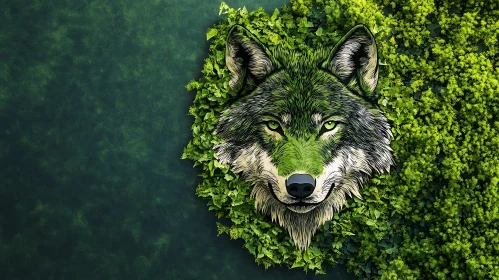 Green Wolf Portrait