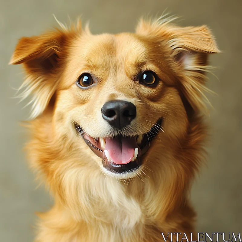 Happy Dog with Fluffy Fur and Big Smile AI Image