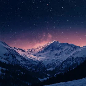 Night Scene of Mountains and Stars