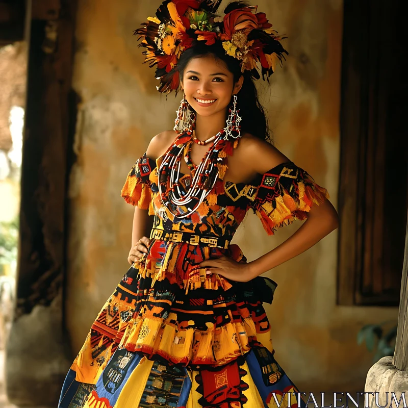 AI ART Woman in Colorful Traditional Dress