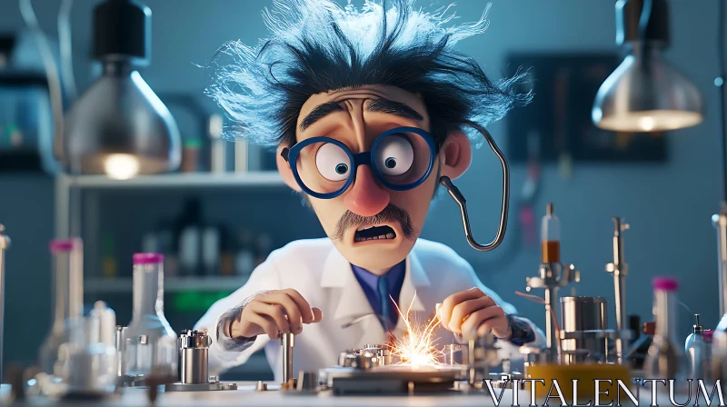 Shocked Scientist Cartoon AI Image