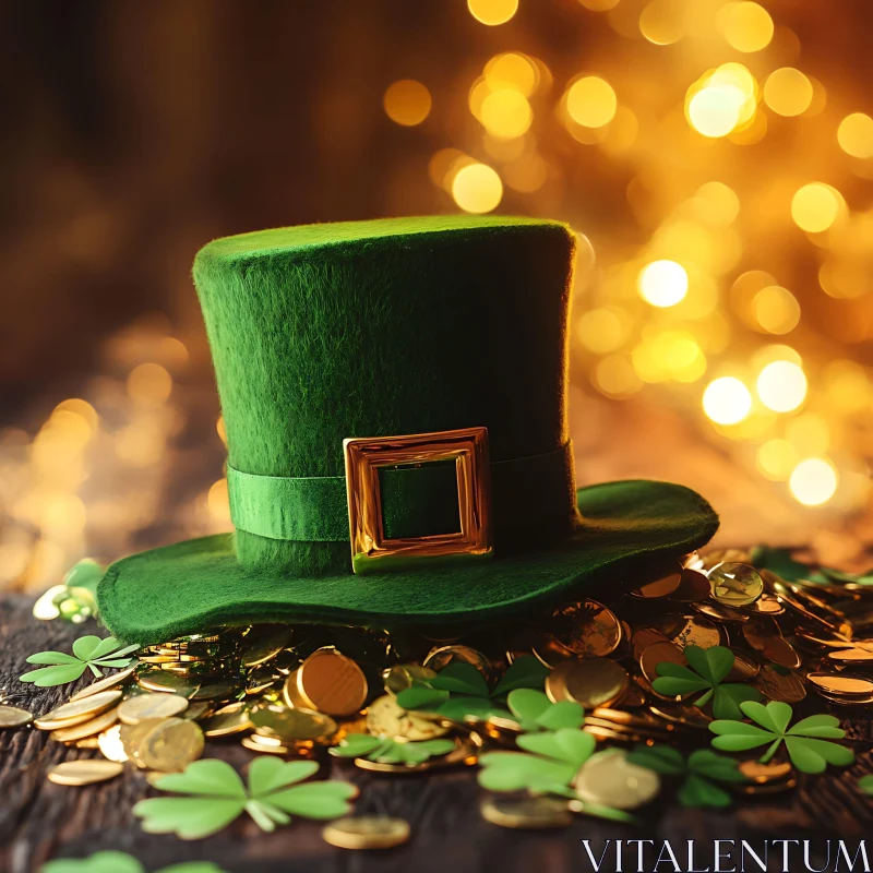 Leprechaun Hat with Gold Coins AI Image