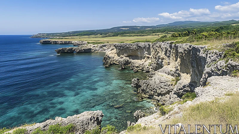 Coastal Cliffs and Turquoise Waters AI Image